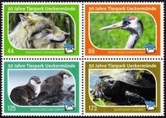 North Courier: MiNr. 109 I – 112 I ZD, „50 Years Ueckermünde Zoo“, Set, Mint