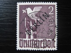 BERLIN GERMANY Mi. #18 used black overprint stamp (fake cancel)!