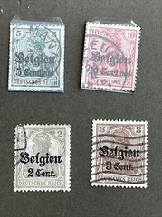 GERMANY BELGIUM WWI OCCUPATION 9 Pcs Different Stamps