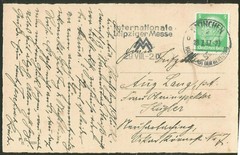 1937 Nazi Germany Leipzig Fair Postmark on Card Munich Capital of Nazi Movement