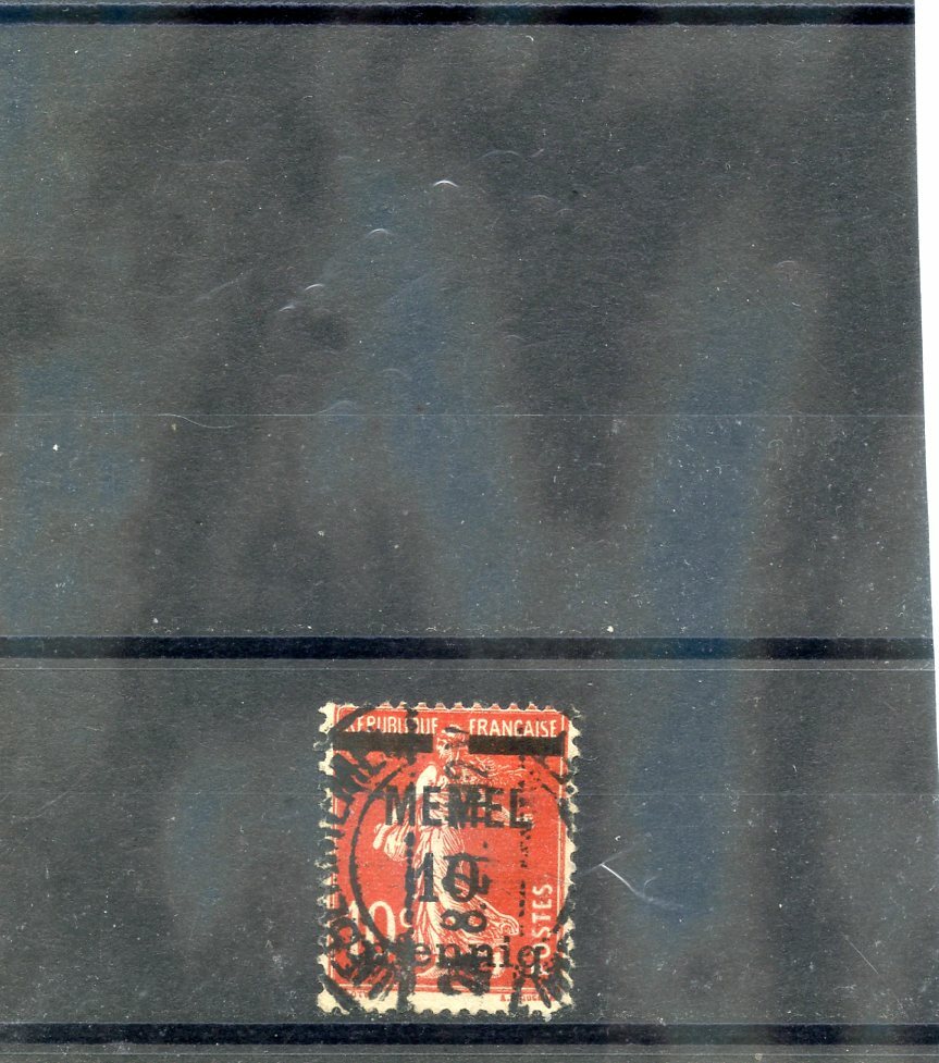 MEMEL Sc 19(19x)F-VF USED 1920 10pf/10c ORANGE RED, GREY PAPER, $200