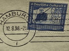 1938 GERMANY HAMBURG to San Francisco, California. Graph Zeppelin stamp.