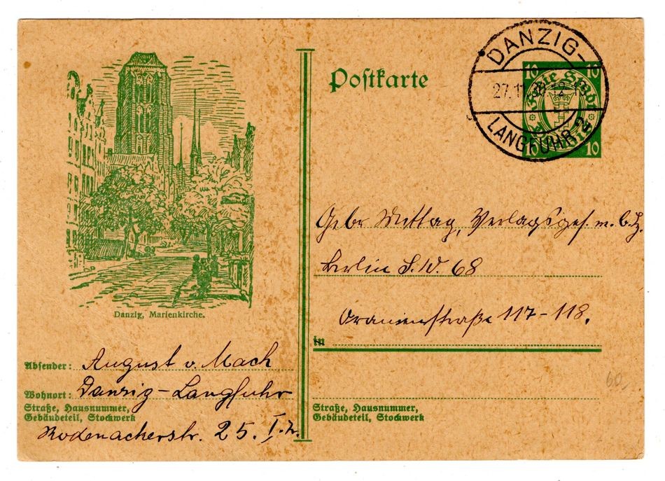 DANZIG GA P45 Church View Marienkirche Cancelled (GA4746