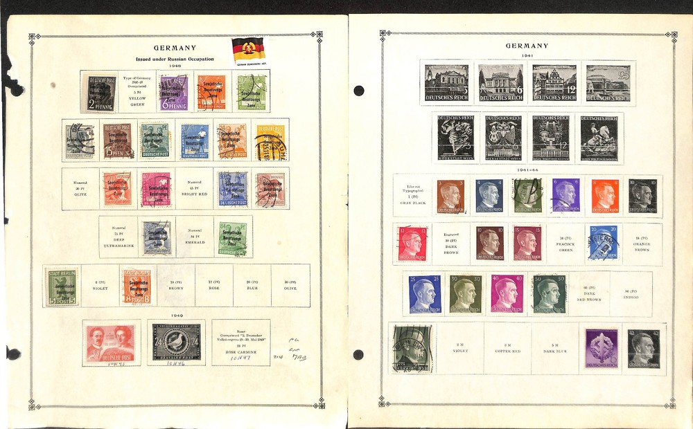 Germany Stamp Collection on 16 Scott & Stock Pages, WWII & Inflation Issues (NA)