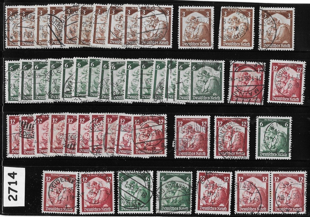 Mixed lot Stamps X50 1935 Germany Third Reich Germania welcomes Saar #2714