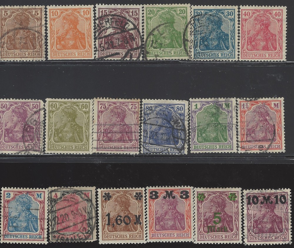 Germany Scott #118-136 Used VF 1920-1921 Set of Stamps CV 30.00