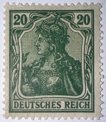 Travelstamps: 1920 Germany Stamps Scott #121 20PF Germania, Mint MOGH.