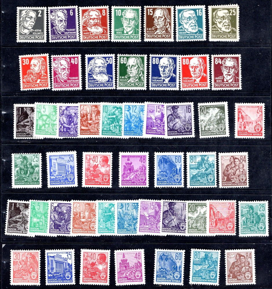 GERMANY DDR 1953-1954 SC. #122-127, 129-136, 155-164, 166-171, 187-204 MINT NH