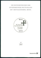 GERMANY FOLDER 2007/17 PAPST BENEDIKT XVI POPE PAPA