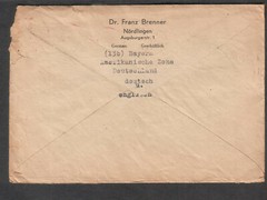 Germany 1947 US Civil Censorship meter cover Dr F Brenner Munich to Bogota NJ