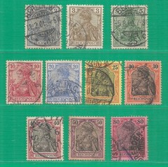 Germany Reich 1900 year, used stamps, Mi # 53-62