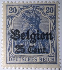 Travelstamps: Germany Offices in Belgium Stamps 25c on 20pf Mint MOGH Wmk