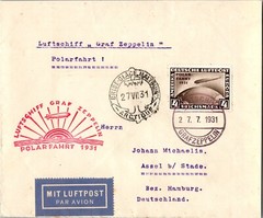 1931 Germany Graf Zeppelin LZ 127 Polar Flight Air Mail Arctic Cover to Hamburg