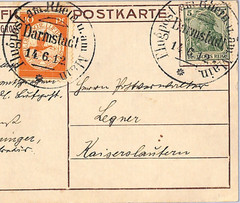 GERMANY Pioneer Air Mail 1912 Card 10pf BIRD Stamp *Darmstadt* 14/6 Flight WD150
