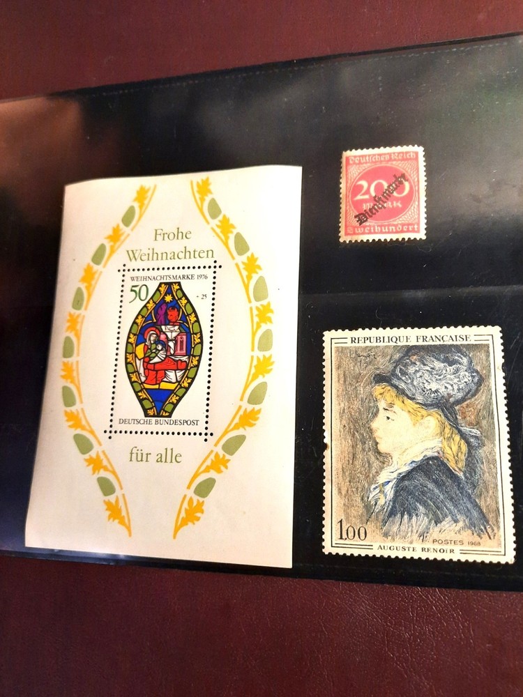 Germany 1976 Christmas Souvenir Sheet France 1968 Renoir Stamp 1923 Inflation