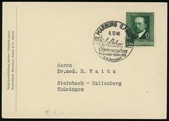 Marburg 1940 Emil von Behring Philipps University Commemorative Postmark Germany