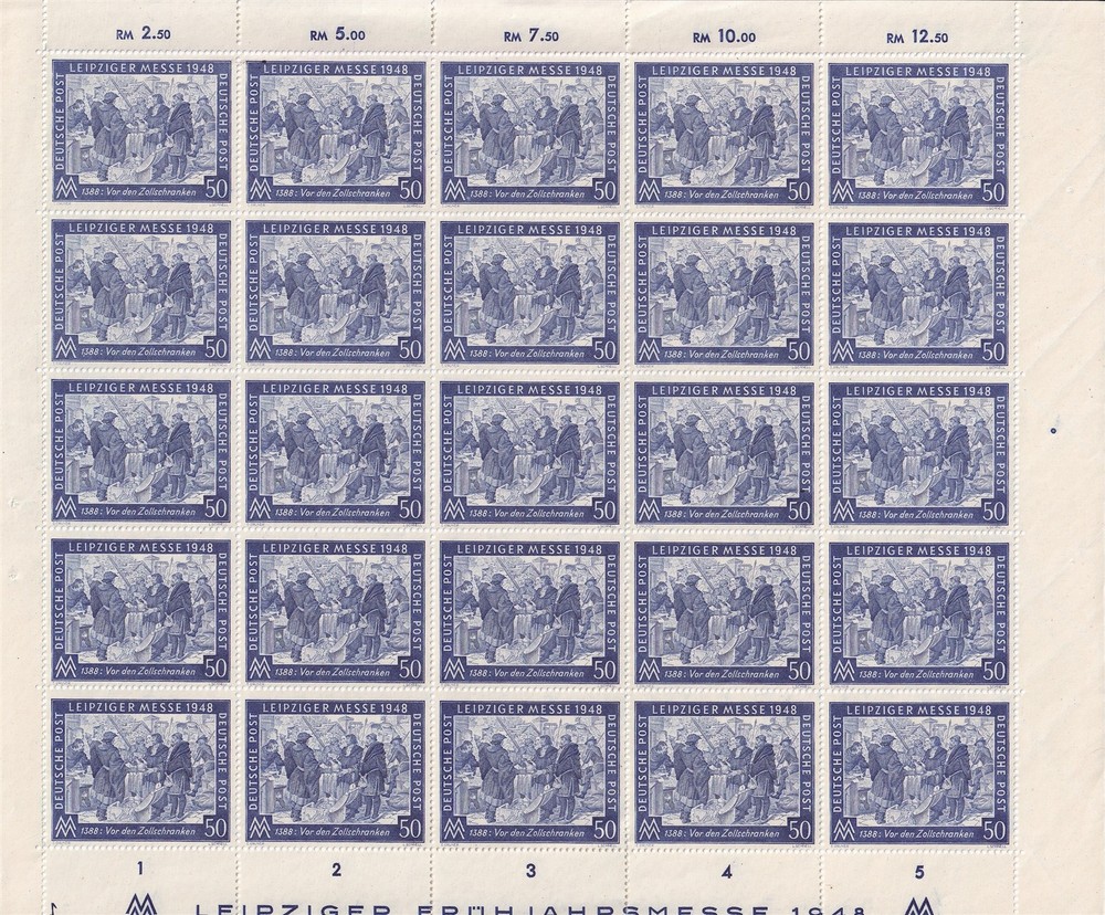 Stamp Germany Sc 0582 1947 Deutsche Post Sheet WWII Occupation Leipzig Fair MNH