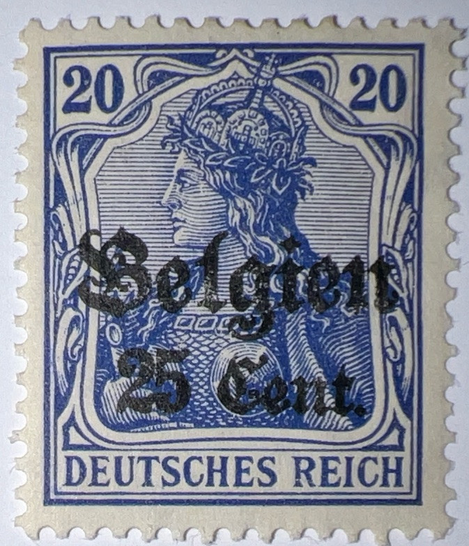Travelstamps: Germany Offices in Belgium Stamps 25c on 20pf Mint MOGH Wmk