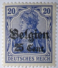 Travelstamps: Germany Offices in Belgium Stamps 25c on 20pf Mint MOGH Wmk