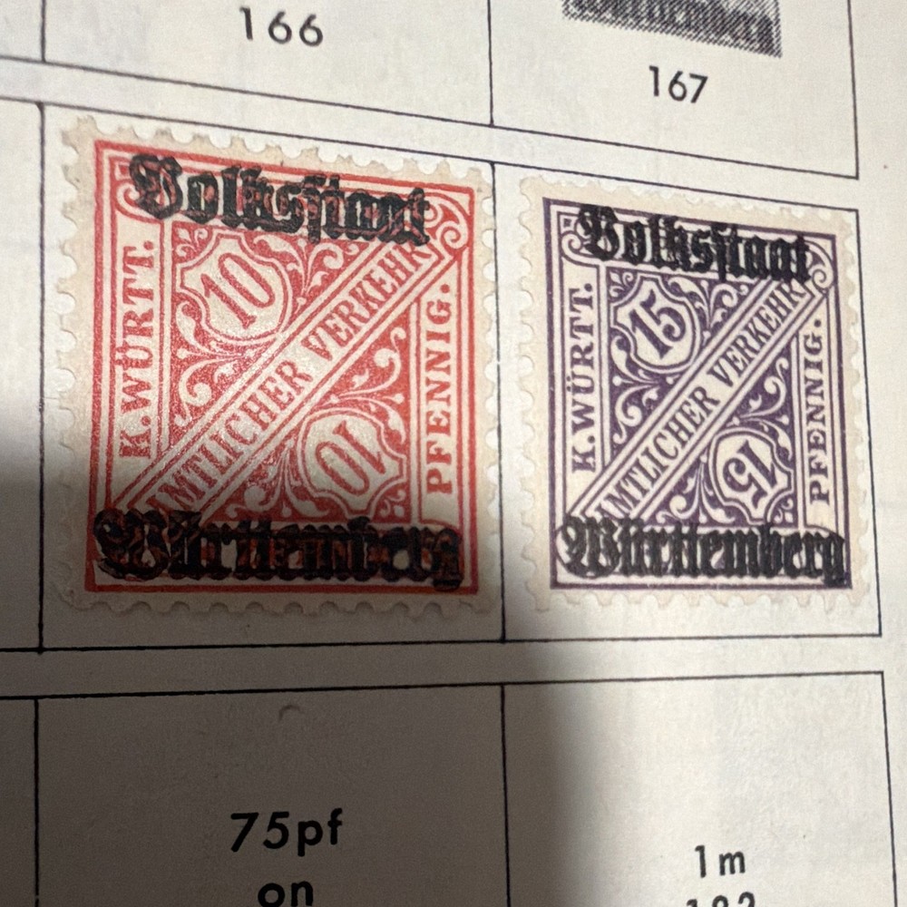 Wurttemberg Dienstmarke 10pf Red & 15pf Purple Stamps Uncertified