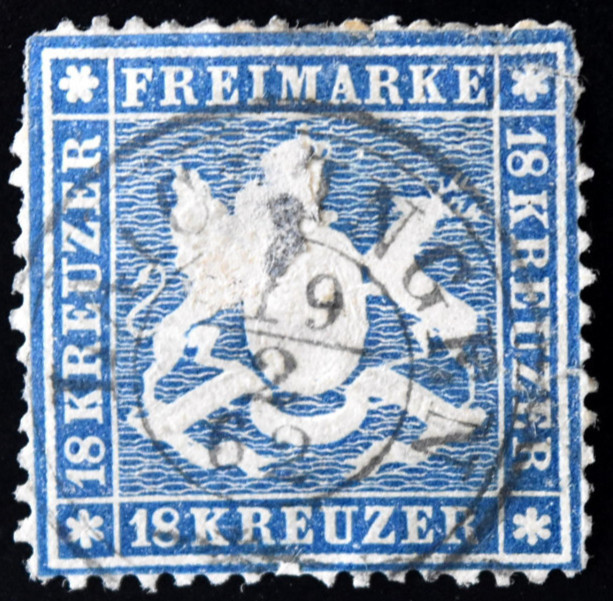 Wurttemberg German States SC# 29 Used Stamp Signed