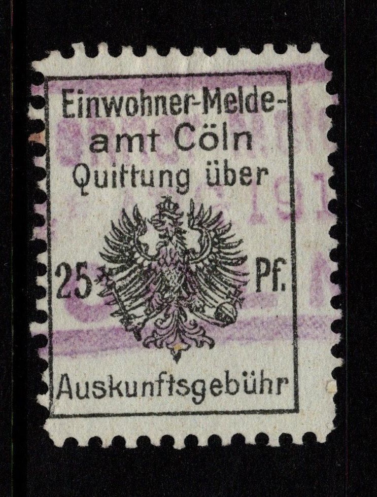Germany Koln 1900s 25pf Quitting Revenue Used – S56938A