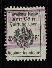 Germany Koln 1900s 25pf Quitting Revenue Used – S56938A