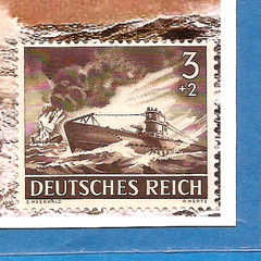 U BOAT 1943 Nazi Germany 3rd Third Reich War Hero submarine in action stamp MNH