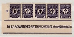 Germany 1922 2 On Munich Dark Violet Inscription Margins Strip Of 5 MNH BP5554