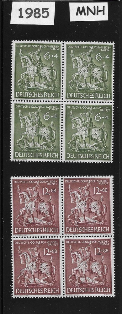 MNH block set B247 – 248 / 1943 / Dresden Germany Goldsmiths‘ Society #1985