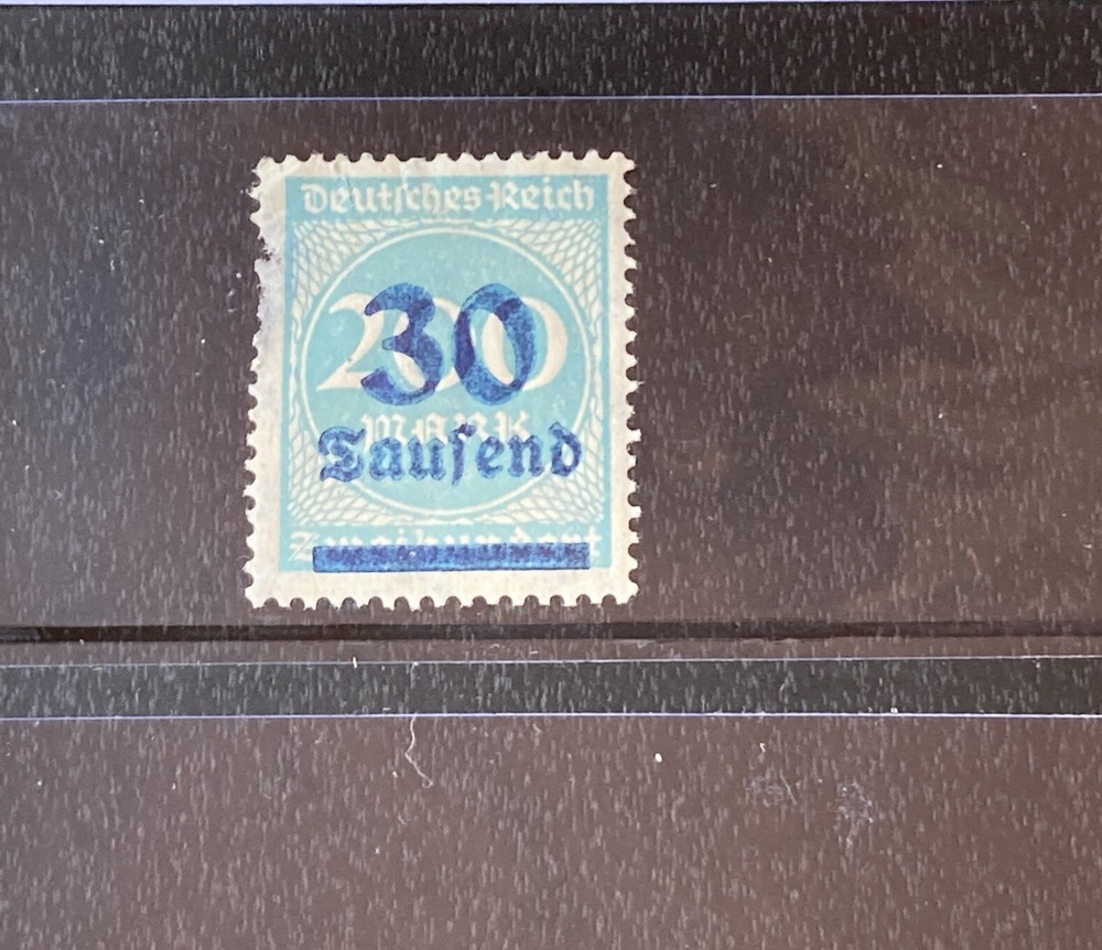 1923 postal stamp 30 saufend over 200 mark