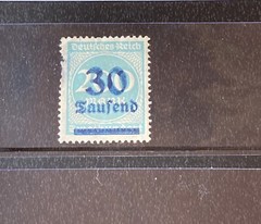 1923 postal stamp 30 saufend over 200 mark