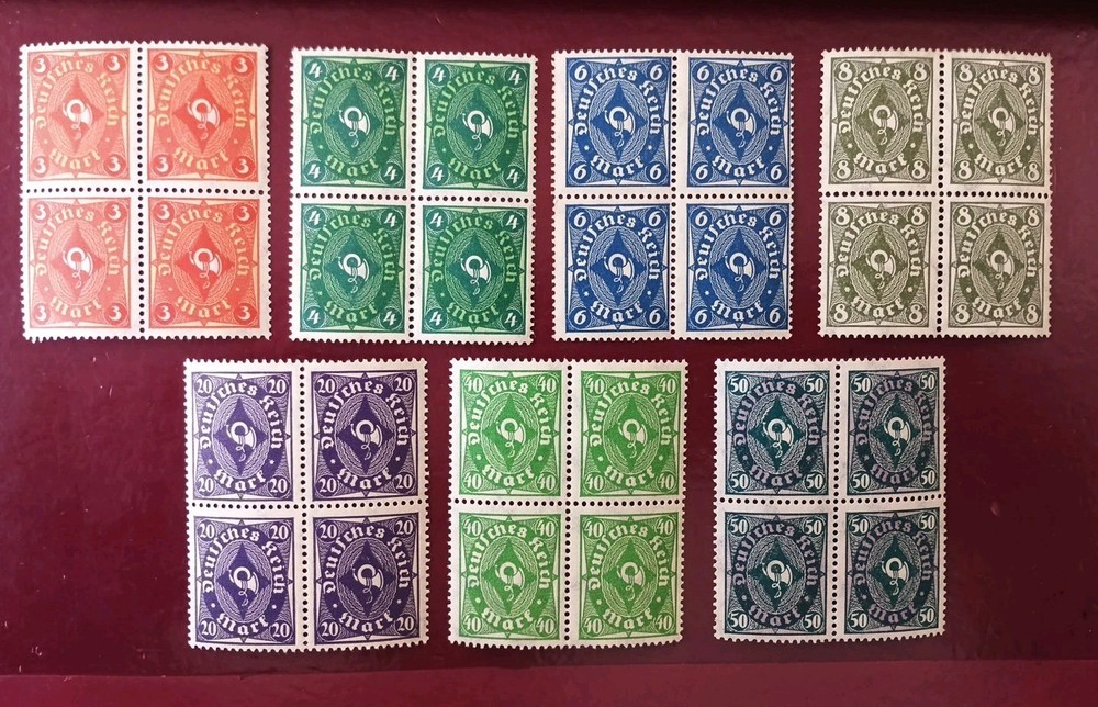 STAMPS GERMAN EMPIRE MINT 1921/2 7 BLOCKS 4 POSTHORN