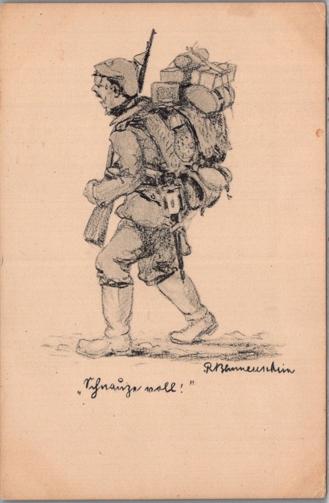 GERMANY 1910’S VINTAGE ILLUSTRATED SOLDIER WWI POSTCARD UNADDR MINT