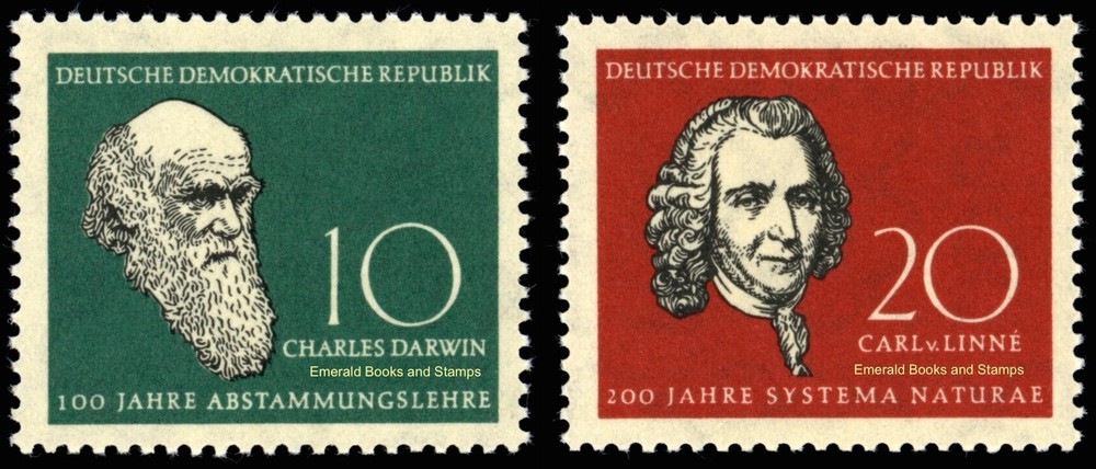 EBS East Germany DDR 1958 – Darwin & Linnaeus – Michel 631-632 – MNH**
