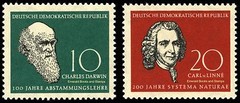 EBS East Germany DDR 1958 – Darwin & Linnaeus – Michel 631-632 – MNH**