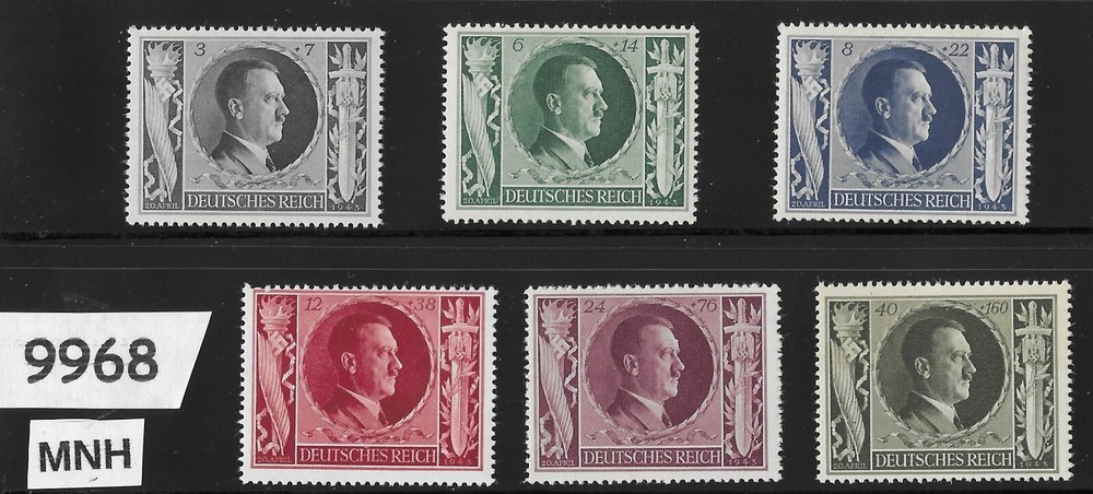 #9968 MNH WWII Stamp set Adolf Hitler Scott B231-236 Third Reich Germany 1943