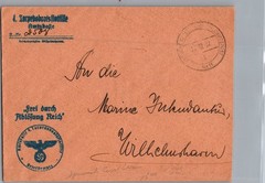 1937 Germany Kriegsmarine Navy Spain Civil War Cover to Wilhemshaven