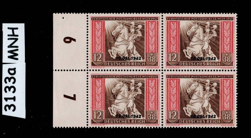 MNH block Overprinted B214 Germany 1942 Postal Congress Vienna Austria #3133a