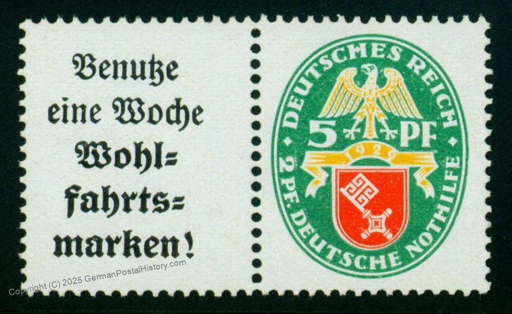 Germany 1929 Nothilfe Mi W35 Welfare Aid Semipostal Se-Tenant MNH 74008