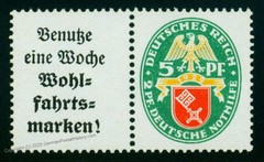 Germany 1929 Nothilfe Mi W35 Welfare Aid Semipostal Se-Tenant MNH 74008