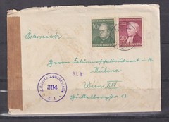 GERMANY, 1952 Relief Fund 10pf.+5pf. & 20pf.+10pf. Censored cover to Austria.