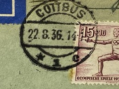 1936 Germany Koln, Bahnpostamt 10, Airmail, Highly likely Zeppelin carried/ USA