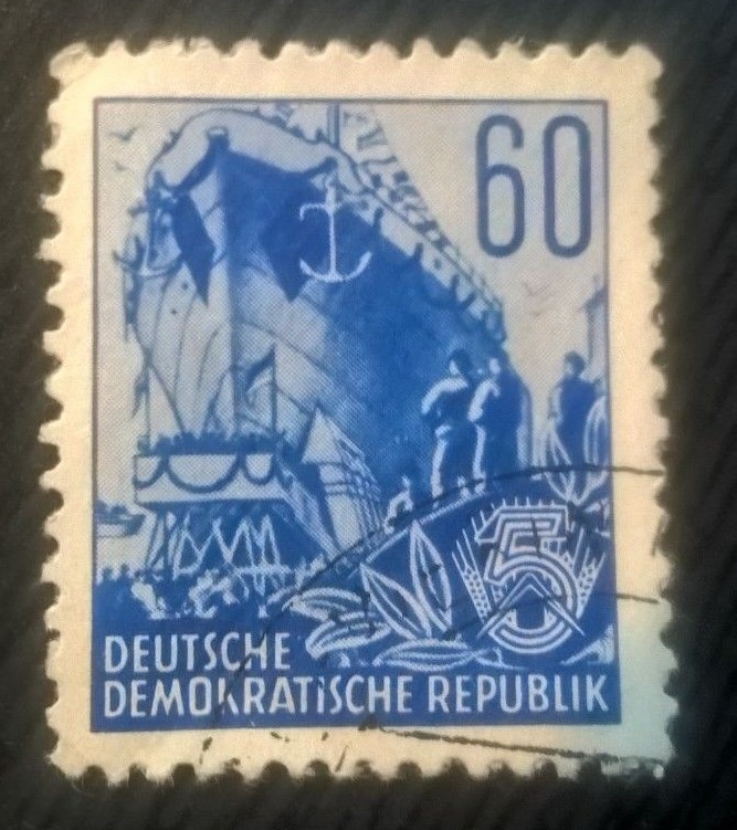 Germany DDR stamps – Launching Ship 60 East German pfennig 1957