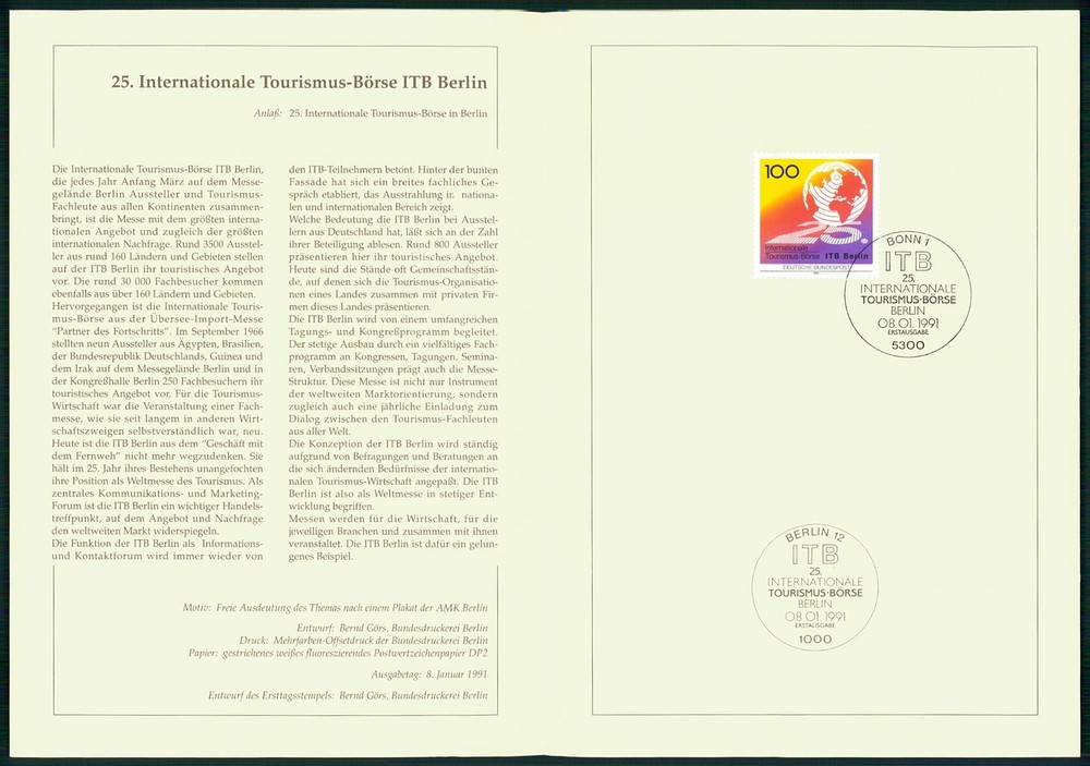 GERMANY FOLDER 1991/07 INTERNAT. TOURISMUS-BÖRSE BERLIN