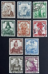 Germany Third Reich 1935 SG585-94 Welfare Fund, provincial costumes set, VGU/FU