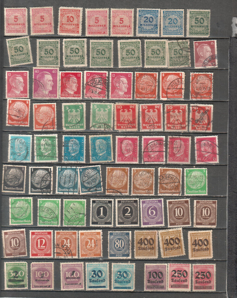 Germany lot of 72 MNH MH and used stamps cancels locations dates cities