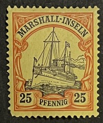 Travelstamps: GERMANY MARSHALL ISLANDS STAMPS Kaiser’s Yacht Mint Og Hinged 25pf