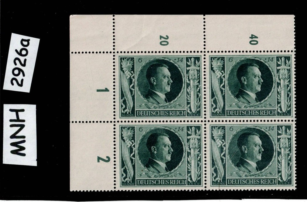 MNH stamp block B232 Adolf Hitler 1943 54th Birthday WWII Germany #2926a