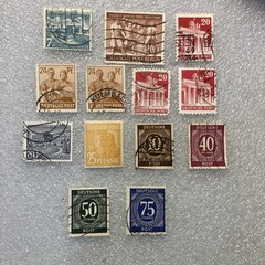 13 USED mixed varied Vtg. 1945-1955 Deutsche Post stamps; $1 Ships/A DEAL!